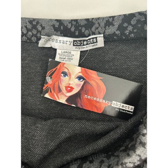 NWT Necessary Objects by Ady Gluck Frankel Fit & Flare Print Gray Skirt Jr-Large - Picture 3 of 5